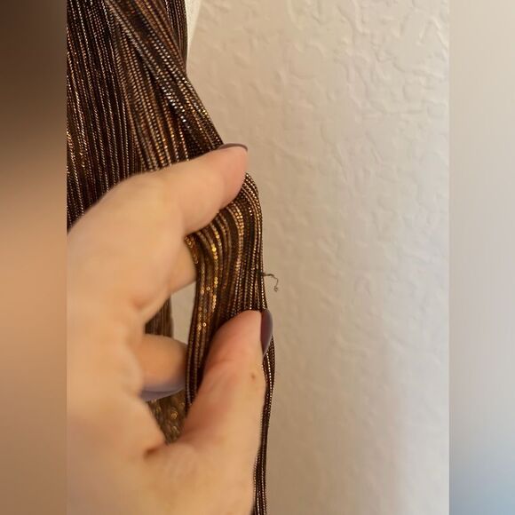 $395 Sabina Musáyev Helena Metallic Tiered Maxi Dress
No belt. Bronze sz M - Picture 5 of 11